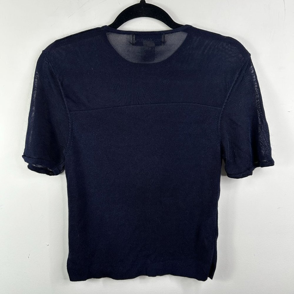 Norton McNaughton vintage black short sleeve mesh and‎ ribbed blouse size large - Picture 7 of 9